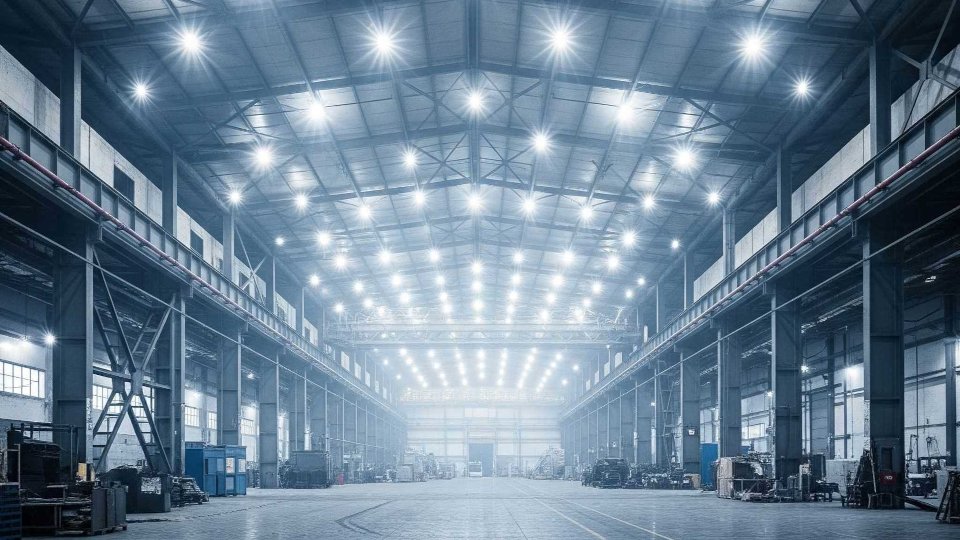 factory hall with lights from illuminec