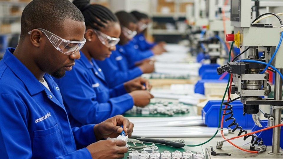 african factory workers at illuminec company